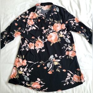 Womens Floral Pullover Top Size Large